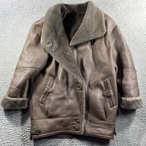 Vintage Original Shearling B-3 Bomber Jacket Men’s 36 Taupe Leather Flight Coat